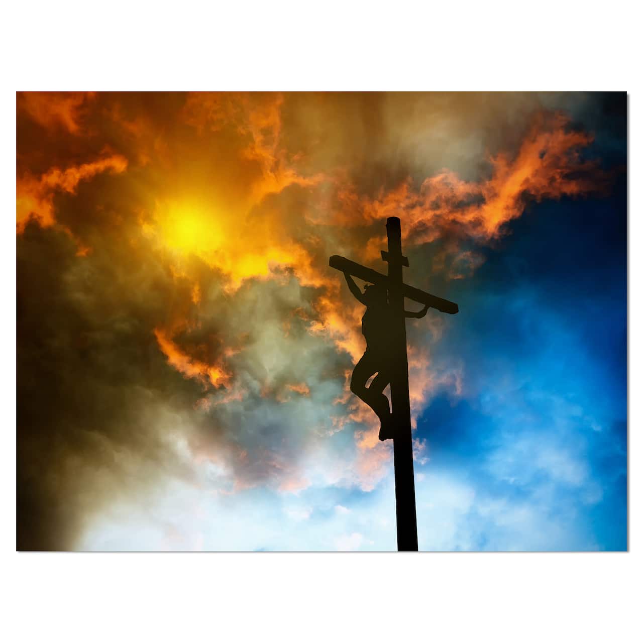 Designart - Jesus on the cross - Spiritual Religious on Wrapped Canvas